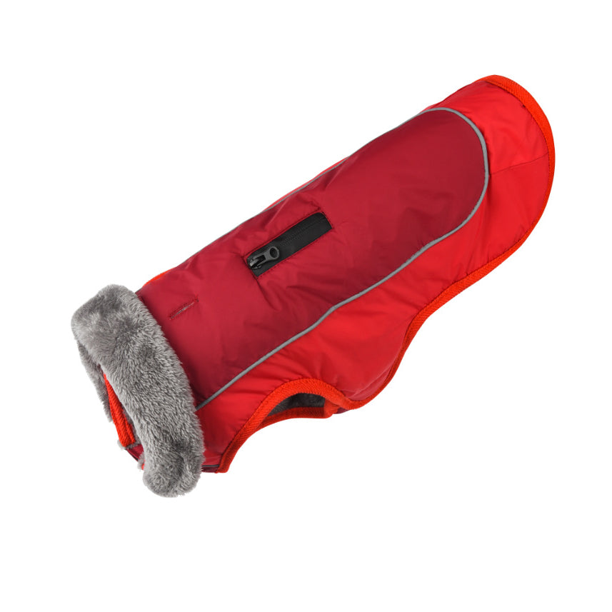 zigzag pets winter puffer jacket in red