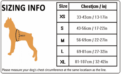 Truelove Harness Size Chart