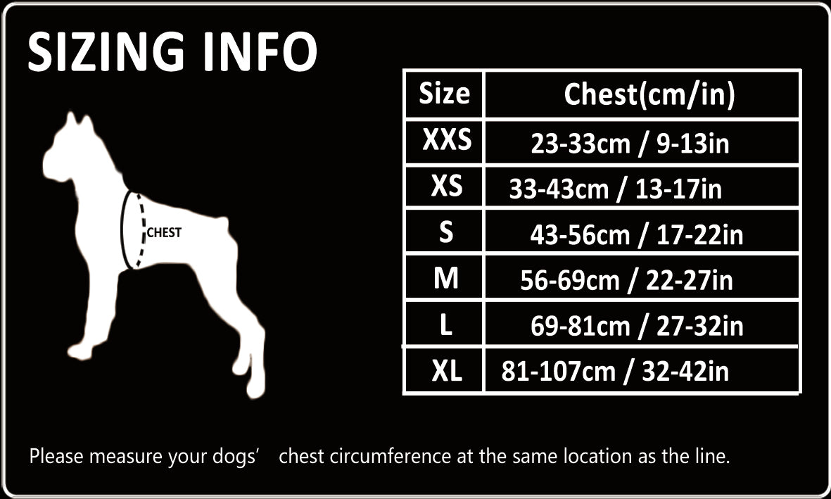 YH1807 harness size chart