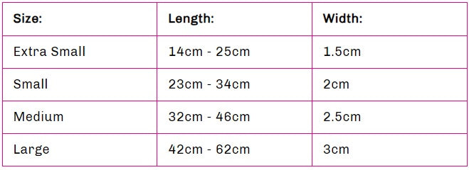 doog collar size chart