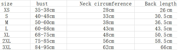 puffer jacket size chart