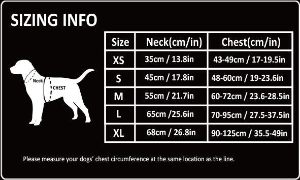 tlh5551 harness size chart