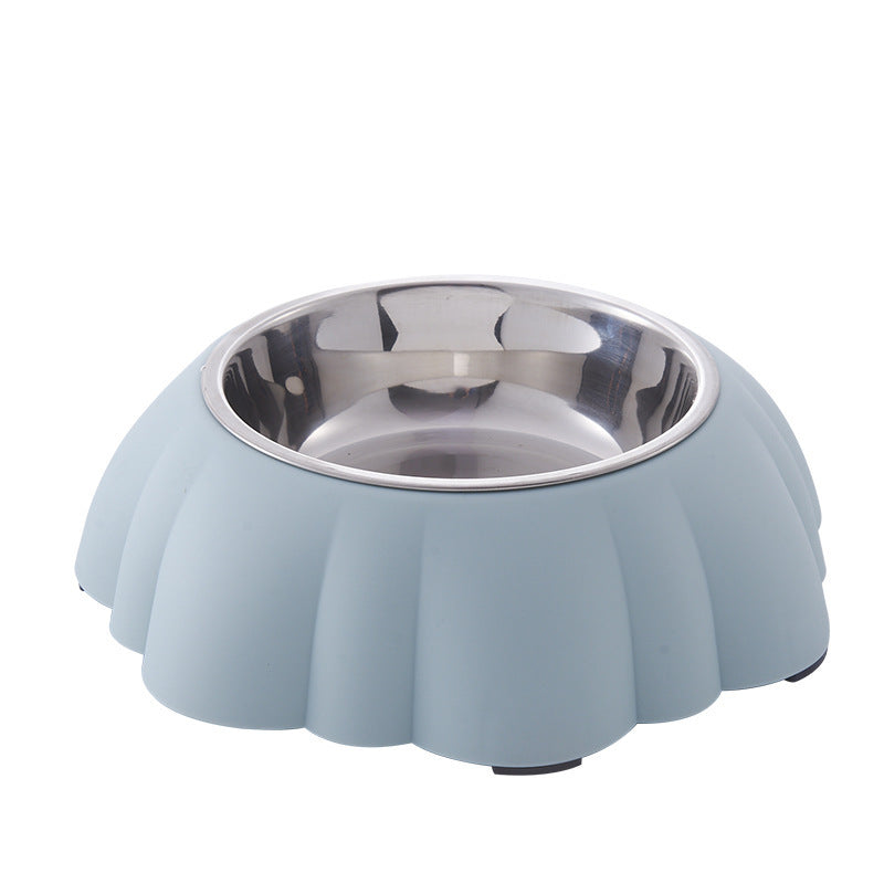 Pet food bowl with stainless insert