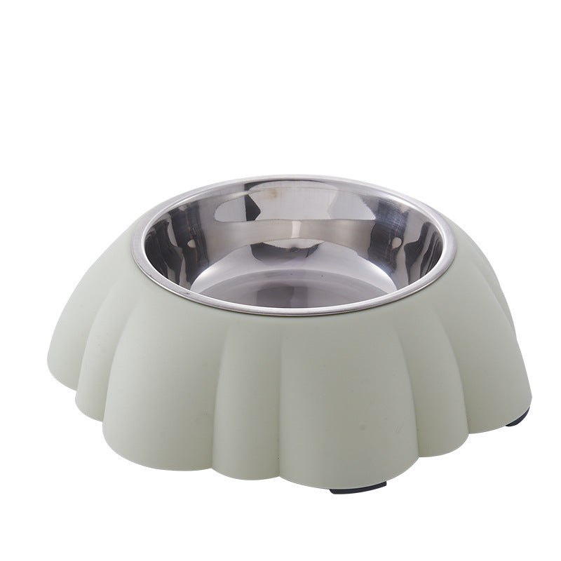 Pet food bowl with stainless insert