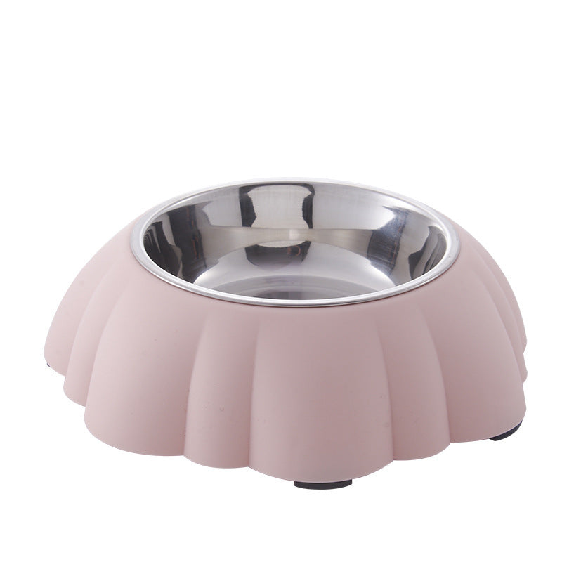 Pet food bowl with stainless insert