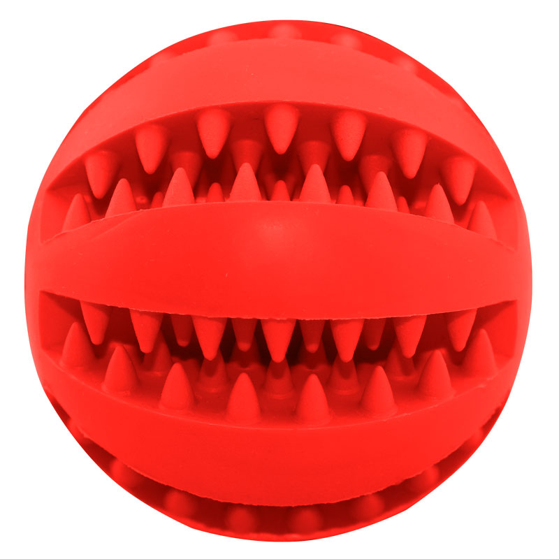 Rubber treat ball dog toy red