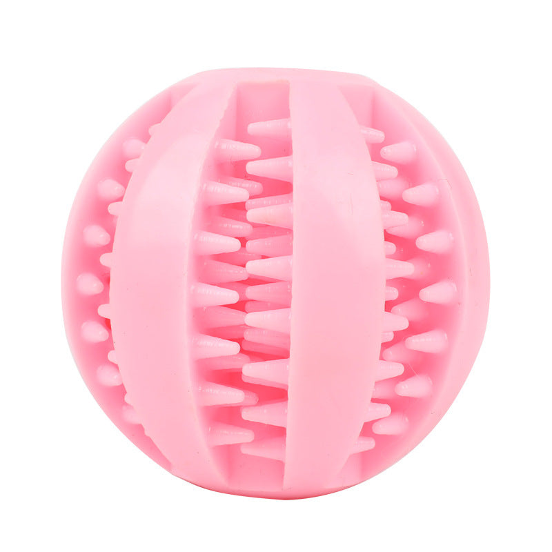 Rubber treat ball dog toy pink