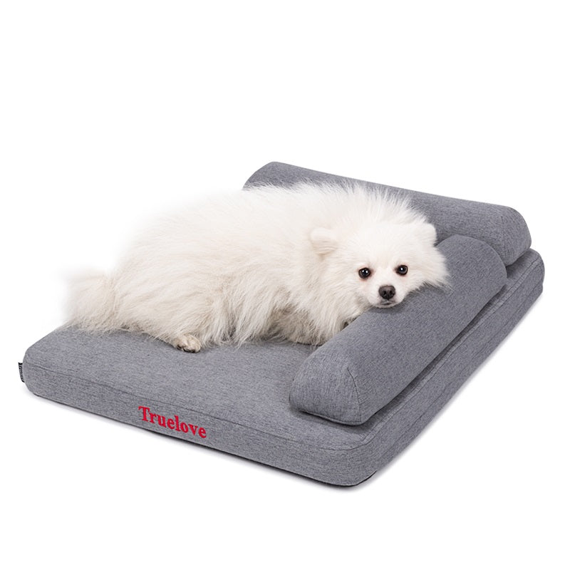 Truelove Dog Bed Dark Grey with dog resting